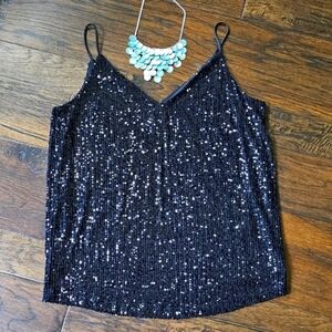 Calvin Klein Black Sequined Tank Top XS
